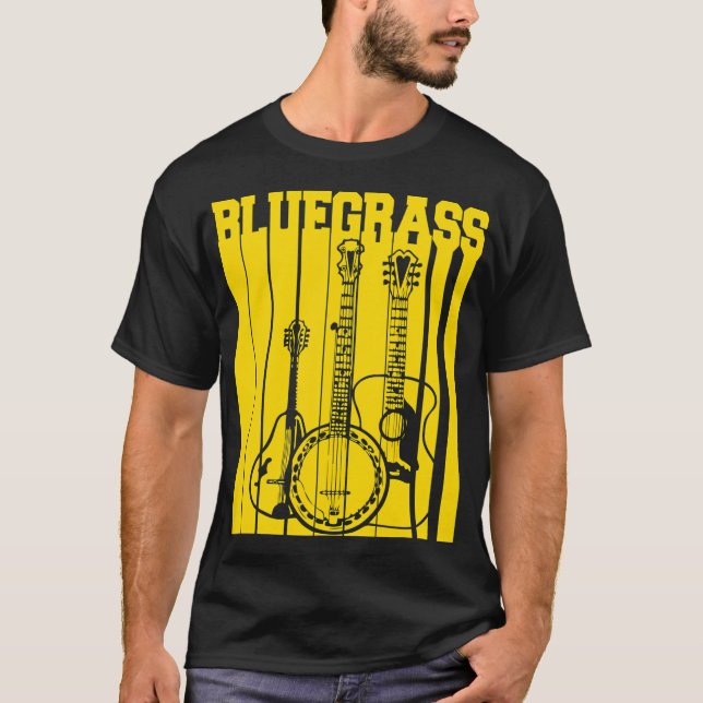 BluegräMusic Retro Vintage Banjo Mandolin T Shirt (Framsida)