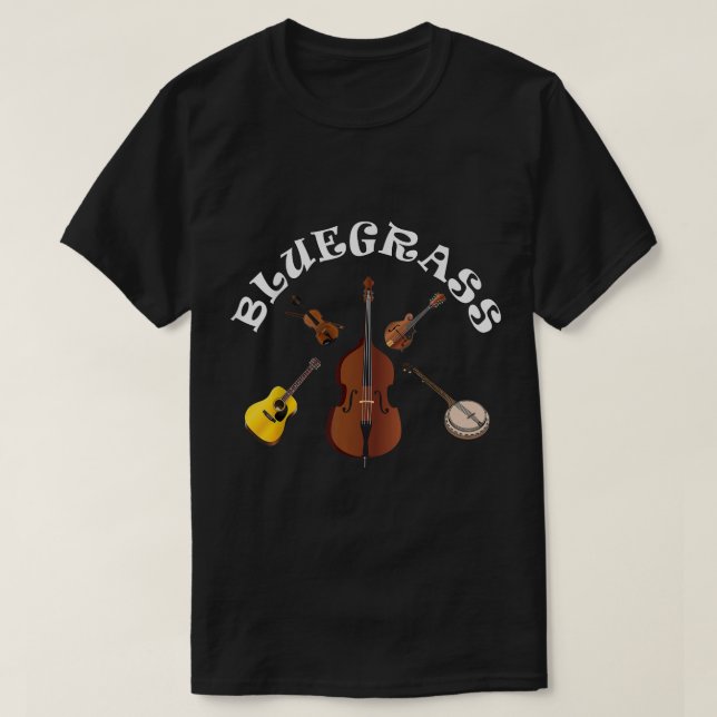 Bluegräs Band Fiddle Guitar Mando Banjo Musi T Shirt (Design framsida)