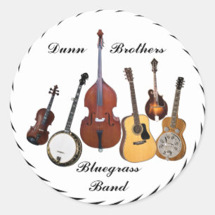 BLUEGRAS BAND-STICKER RUNT KLISTERMÄRKE