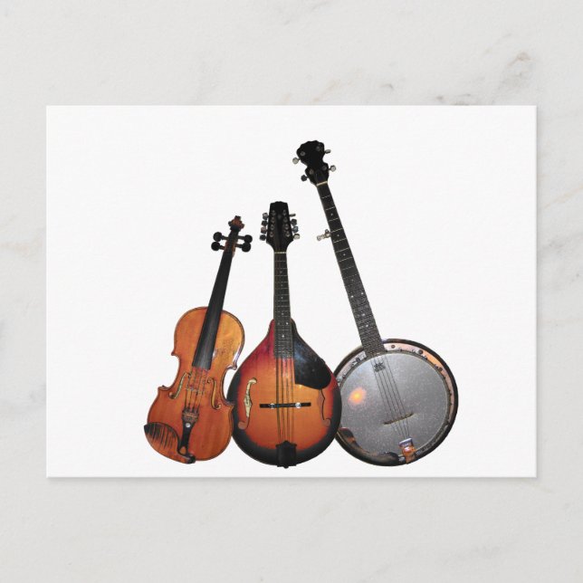 Bluegräs Band Tecknad Vykort (Framsida)