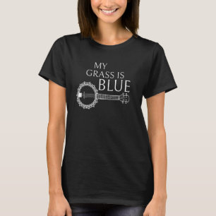 Bluegräs Banjo Älskare My Grass är Blue Musician T Shirt