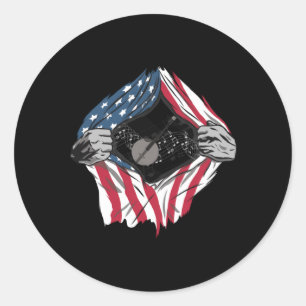 Bluegräs Banjo America USA flagga Runt Klistermärke