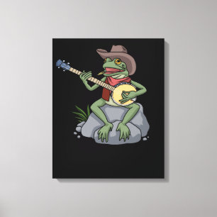 Bluegräs Banjo Frog Land Music Gift Banjo Canvastryck