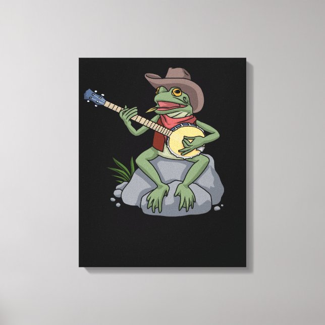 Bluegräs Banjo Frog Land Music Gift Banjo Canvastryck (Framsida)