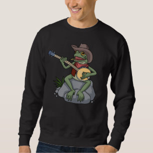 Bluegräs Banjo Frog Land Music Gift Banjo Lång Ärmad Tröja