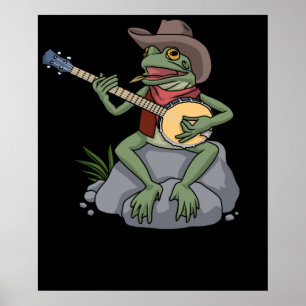 Bluegräs Banjo Frog Land Music Gift Banjo Poster
