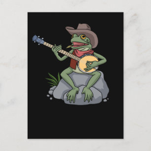 Bluegräs Banjo Frog Land Music Gift Banjo Vykort