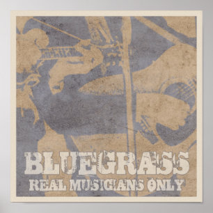 Bluegräs Music Real-musiker är bara utspridda Poster