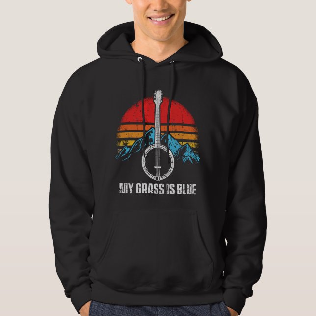 Bluegräs Musician Banjo Player Music Mountains Hoodie (Framsida)