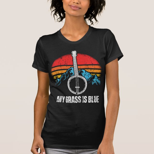 Bluegräs Musician Banjo Player Music Mountains T Shirt (Framsida)