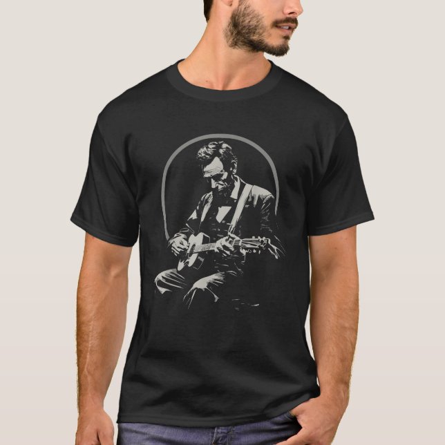 BluegräsGarage Abraham Lincoln Spela Guitar Ret T Shirt (Framsida)