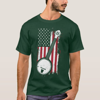 Bluegrass Banjo American US Flag Musician Gift vin T Shirt