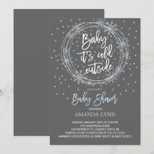 BlueGray Baby Det är Kall utanför babyskabinka Inbjudningar