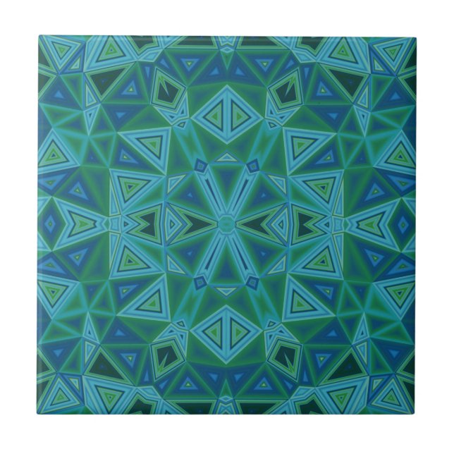 Bluegreen Triangles Ceramic Tile Kakelplatta (Framsidan)