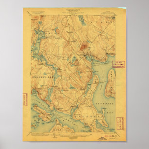 Bluehill Maine Karta 1904 Poster