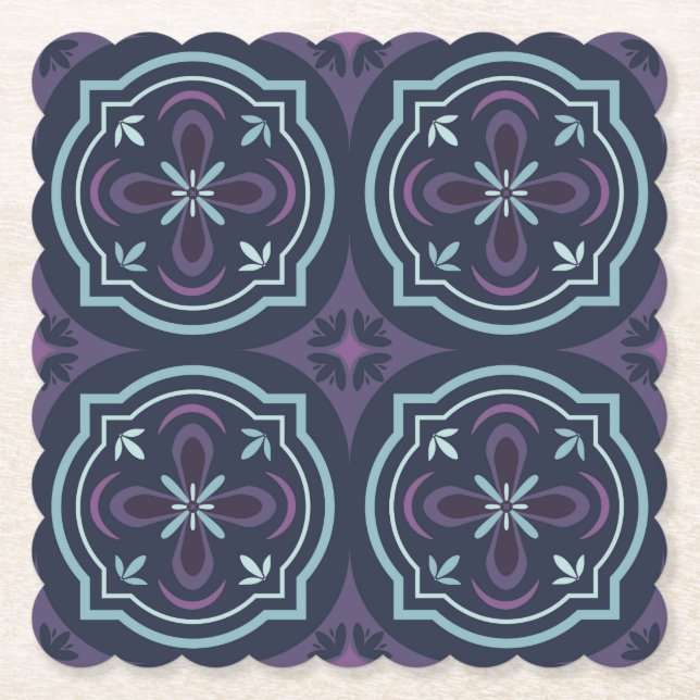 blueish floral tiling pattern underlägg papper (Framsida)