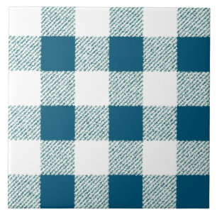 Blueish Gingham Check Mönster Kakelplatta
