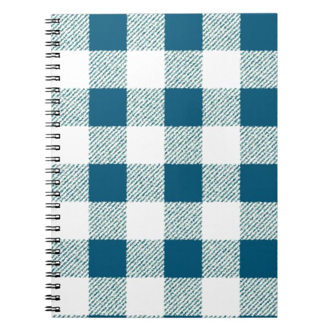 Blueish Grönt Gingham Check Mönster Anteckningsbok (Framsidan)