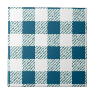 Blueish Grönt Gingham Check Mönster Kakelplatta