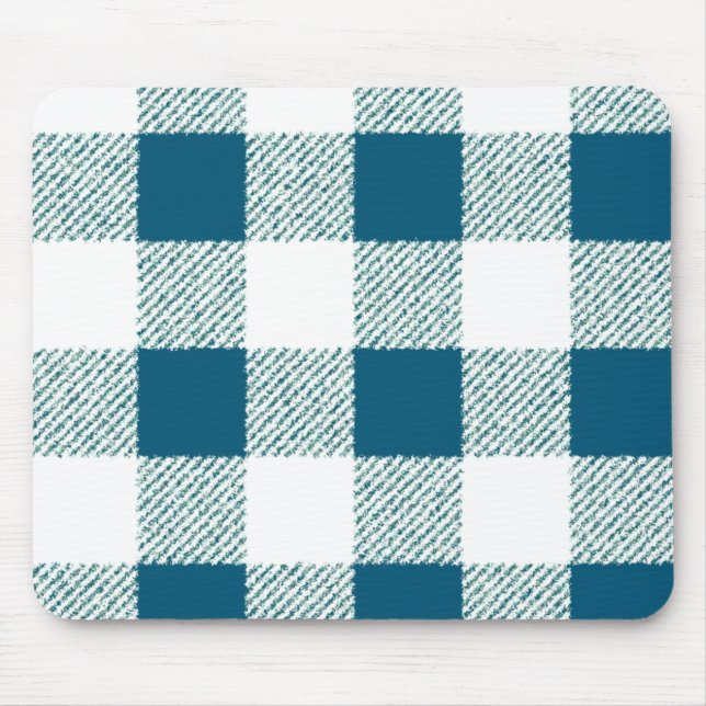 Blueish Grönt Gingham Check Mönster Musmatta (Framsidan)
