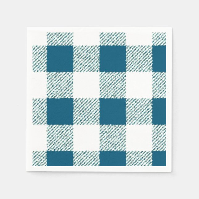 Blueish Grönt Gingham Check Mönster Pappersservett (Framsidan)