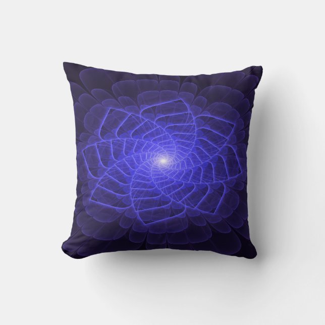 BlueLotus Fractal Flower Throw Pillow Kudde (Framsida)