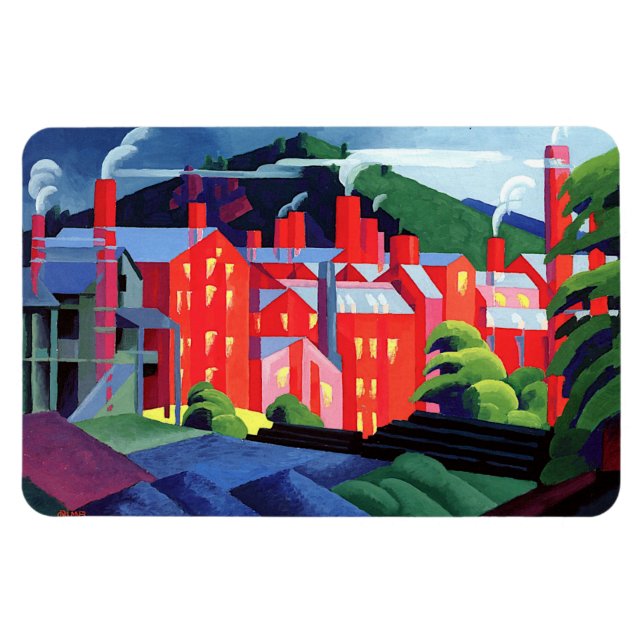 Bluemner - Jersey Silke Mills, Modern Artwork Magnet (Horisontell)