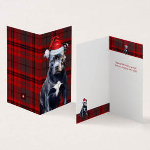 Bluenose Pitbull Hund Helgdag Red Plagt jul Kort