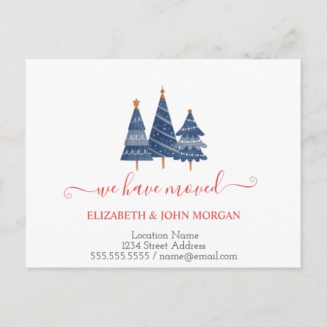 BluePine Träd vi har Flyttat avisering Meddelande Vykort (Framsida)