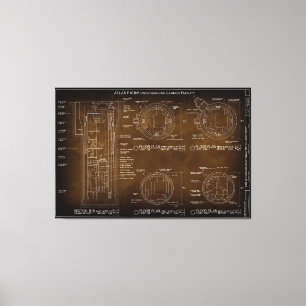 Blueprint First U.S. ICBM Nuclear Missile c. 1962 Canvastryck