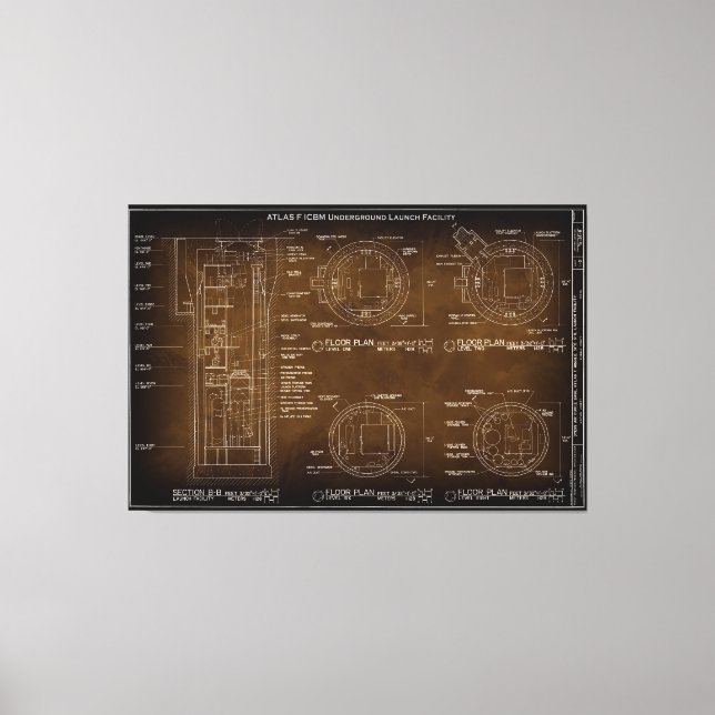 Blueprint First U.S. ICBM Nuclear Missile c. 1962 Canvastryck (Framsida)