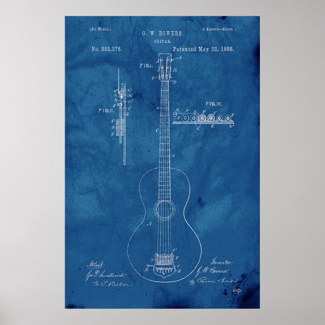 Blueprint Guitar Patent Poster (Framsidan)