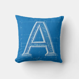 Blueprint Monogram Letter A Kudde
