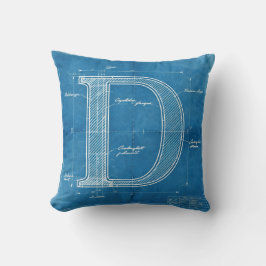 Blueprint Monogram Letter D Kudde