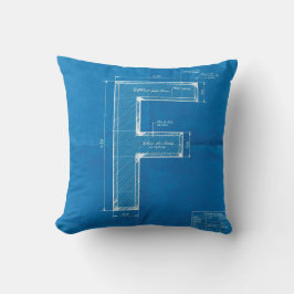 Blueprint Monogram Letter F Kudde