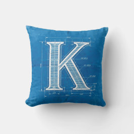 Blueprint Monogram Letter K Kudde