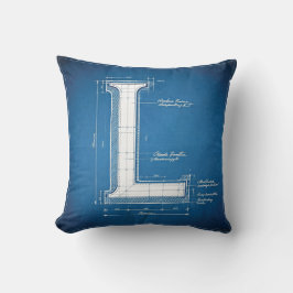 Blueprint Monogram Letter L Kudde