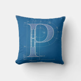 Blueprint Monogram Letter P Kudde