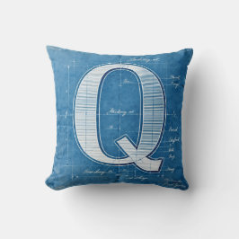 Blueprint Monogram Letter Q Kudde