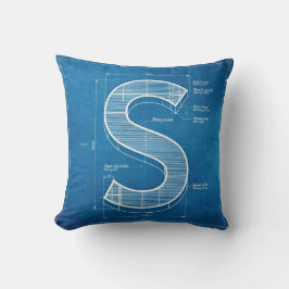 Blueprint Monogram Letter S Kudde