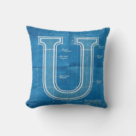 Blueprint Monogram Letter U Kudde