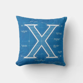 Blueprint Monogram Letter X Kudde