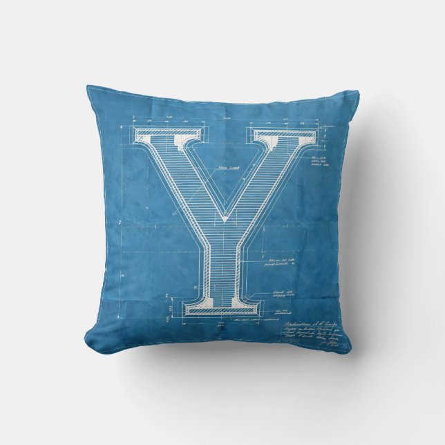 Blueprint Monogram Letter Y Kudde (Framsida)