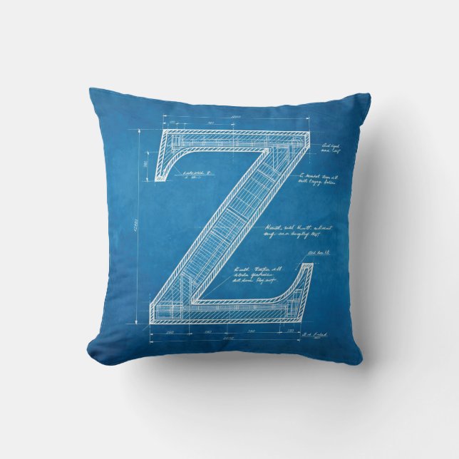 Blueprint Monogram Letter Z Kudde (Framsida)