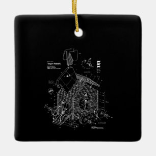 Blueprint Trojan Horse Rabbit Funny Julgransprydnad Keramik