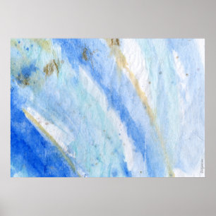 Blues 007 Abstrakt Watercolor Texturerad Papper Poster