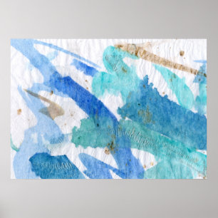 Blues 008 Abstrakt Watercolor Texturerad Papper Poster