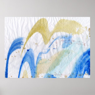 Blues 011 Abstrakt Watercolor Texturerad Papper Poster