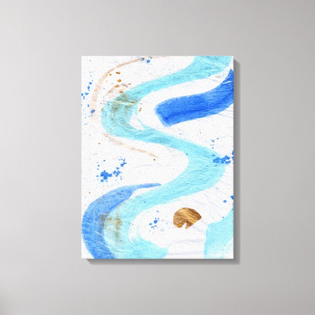 Blues 030 Abstrakt Watercolor Struktur Canvas (Framsida)