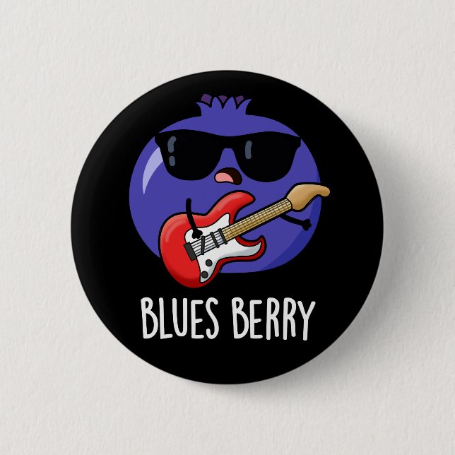 Blues Berry Funny Fruit Pun Mörk BG Knapp (Framsida)